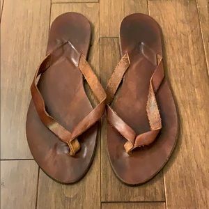J.Crew Leather Thong Sandals Brown Size 11